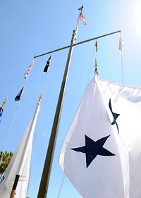 SAN DIEGO (Aug. 13, 2012) &ndash; A two-star flag flies in honor of Rear Adm. C. Forrest Faison III, Commander Naval Medical Center San Diego (NMCSD) and Navy Medicine West (NMW), during his promotion ceremony to rear admiral (upper half).