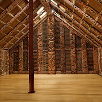 Interior of marae at Auckland War Memorial Museum. Free public domain CC0 photo.