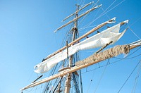 ATLANTIC OCEAN -- Crewmembers and officer candidates man their sail stations aboard Coast Guard Cutter Eagle March 9, 2013. The officer candidates spent two weeks aboard the Eagle during their 17-week course to further develop their seamanship, teamwork and leadership skills. U.S. Coast Guard photo by Petty Officer 3rd Class Cory J. Mendenhall. Original public domain image from Flickr