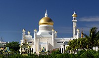 Sultan Omar Ali Saifuddin Mosque is a an exclamation point above the Brunei River, and the so-called village in the water, Kampong Ayer. Built on an artificial lagoon on the banks of the river, the mosque initially seems more attraction than place of worship. Original public domain image from Flickr