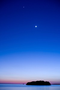 SUN Flamingo Crescent moon. Original public domain image from Flickr