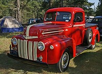 Considered less stylish than their predecessors, the rugged 1942-1947 Ford half-ton pickups nonetheless offered good performance.Light-duty Ford trucks in 1942 drifted from the car-derived stying that made the 1940-1941 blue-oval trucks among the most highly regarded in history. For 1942, the front clip was redesigned along flatter, more contemporary lines. The prow-shaped grille was replaced by a distinctive waterfall type. Original public domain image from Flickr