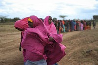 Female IDPs line up at a food distribution center in Afgoye, Somalia, on August 4th.
