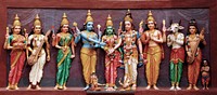 Hindu gods and goddesses statues. Original public domain image from Flickr