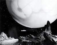 Artist's conception of space exploration showing hypothetical space vehicle nearing Mars. Original public domain image from Flickr