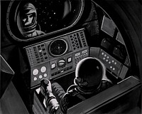 Artist&#39;s conception of space exploration depicting manned flight. Original public domain image from <a href="https://www.flickr.com/photos/departmentofenergy/10823410193/" target="_blank">Flickr</a>