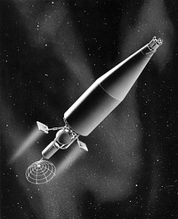 Artist&#39;s concept of the SNAP 8 system used as a power source for an ion propulsion vehicle. Original public domain image from <a href="https://www.flickr.com/photos/departmentofenergy/10950397996/" target="_blank">Flickr</a>
