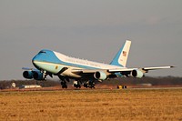 A U.S. Air Force VC-25 from the 89th Airlift Wing, known as Air Force One when the President of the United States is on board, performs a "touch and go" practice landing at Atlantic City International Airport, N.J. on Dec. 18. Atlantic City International Airport hosts a wide variety of aircraft, and is the home of the New Jersey Air National Guard's 177th Fighter Wing "Jersey Devils" and U.S. Coast Guard Air Station Atlantic City. The 89th Airlift Wing is located at Joint Base Andrews, Md. (U.S. Air National Guard photo by Tech. Sgt. Matt Hecht/Released).