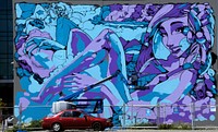 Mural Les Mills Building. Another outstanding piece of wall art as part of the RISE Festival in Christchurch NZ. Original public domain image from Flickr