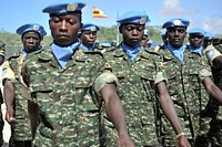 United Nations Guard Unit soldiers matching during the Inauguration of the United Nations Guard Unit in Somalia on 18th May 2014. AU UN IST PHOTO/David Mutua. Original public domain image from Flickr