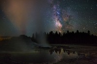 Castle Geyser & Milky Way photo. Original public domain image from Flickr