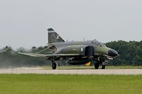 U.S. Air Force F-4 Phantom Aircraft en route from Seymour Johnson AFB to Tyndall AFB requiring a stop-over for fuel at McEntire JNGB (U.S. Air National Guard photo by Master Sgt. Chris A. Smoak/Released). Original public domain image from Flickr