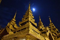 Shwedagon Pagoda in Rangoon at night. Original public domain image from Flickr