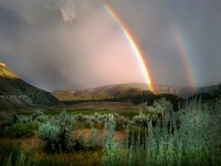 Double rainbow seen from Lower Mammoth. Original public domain image from Flickr