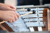 Person playing xylophone close up. Original public domain image from Flickr