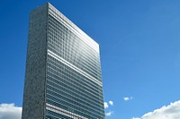 United Nations Headquarters building in New York City. Original public domain image from Flickr