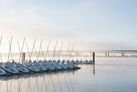 NEW LONDON, Conn. -- Morning fog burns off the Thames River at the U.S. Coast Guard Academy Waterfront Oct. 6, 2014. U.S. Coast Guard photo by Petty Officer 2nd Class Cory J. Mendenhall. Original public domain image from Flickr