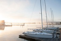 NEW LONDON, Conn. -- Morning fog burns off the Thames River at the U.S. Coast Guard Academy Waterfront Oct. 6, 2014. U.S. Coast Guard photo by Petty Officer 2nd Class Cory J. Mendenhall. Original public domain image from Flickr