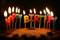 Happy birthday candles on cake. Original public domain image from Flickr