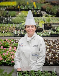 Program Director of Culinary Arts Kerri Crean checks on the inventory of edible plants at Gwinnett Technical College in Lawrenceville, GA, on Thursday, March 19, 2015.