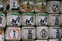 Japanese sake cask, background photo. Free public domain CC0 image.