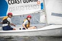 NEW LONDON, Conn. -- Swabs from the Class of 2019 practice sailing under the guidance of their 2nd Class Cadre at the U.S. Coast Guard Academy July 13, 2015 during Swab Summer. U.S. Coast Guard photo by Petty Officer 2nd Class Cory J. Mendenhall. Original public domain image from Flickr