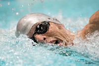 Special Operations Command’s Sean Walsh swims freestyle during the 2015 Department of Defense Warrior Games in Manassas, Va. June 27, 2015. Original public domain image from Flickr