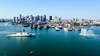 The Coast Guard’s latest 418-foot National Security Cutter, James (WSML 754), pulls into Boston Harbor Aug. 3, 2015.