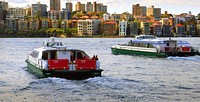 RiverCats Sydney Harbour.The Sydney RiverCats are a class of catamarans operated by Harbour City Ferries on the Parramatta River. Original public domain image from Flickr