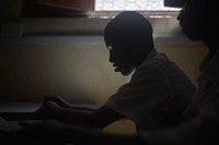 A child with impaired eyesight practices writing braille at the Al-Nor School for the Blind in Mogadishu, Somalia, on October 31.