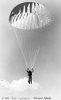 Smokejumper at McCall, Payette NF, ID 1952. Original public domain image from Flickr