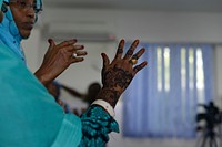 The Somali Women Development Center (SWDC), legal adviser Zahra Mohamed Ahmed demonstrates during the Ceebla Crisis Line 5555 Advocacy Day held in Mogadishu, Somalia on December 19 2015. Original public domain image from Flickr