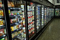 Refrigerators in supermarket.