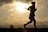 A runner makes her way across the Grand Bara Desert during the Annual Grand Bara 15K race Dec. 17, 2015, in Djibouti.