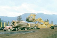 Heavy equipment loading logs onto truck, October 1973. Original public domain image from <a href="https://www.flickr.com/photos/160831427@N06/24212685497/" target="_blank" rel="noopener noreferrer nofollow">Flickr</a>