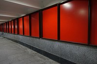 Red board on wall. Free public domain CC0 photo.