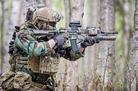 A U.S. Airman assigned to the Alaska Air National Guard's 212th Rescue Squadron participates in a mass-casualty training event at Joint Base Elmendorf-Richardson, Alaska, May 4, 2016.