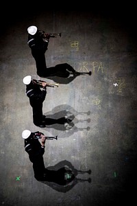 U.S. Sailors assigned to the U.S. Navy Fleet Forces band perform during the 2016 Virginia International Tattoo held at the Norfolk Scope Arena in Norfolk, Va., April 22, 2016.