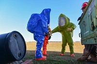 U.S. Air Force firefighters participated in a hazardous material exercise at McEntire Joint National Guard Base, S.C., March 15, 2018.