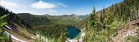 Pacific Northwest Trail panorama - the Ten Lakes Scenic Area near Poorman Mountain on the Kootenai National Forest. Original public domain image from Flickr
