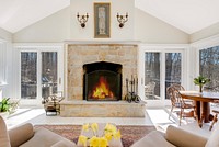 Living room with fireplace. Free public domain CC0 photo.