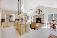 Kitchen island and interior. Free public domain CC0 photo.