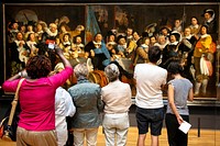 People viewing art at museum. Free public domain CC0 photo.