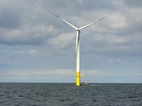 Siemens 2.3 megawatt offshore wind turbine, Baltic 1 offshore wind farm in Baltic sea, Germany. Original public domain image from Flickr