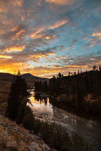 Sunrise over Lamar River (wide portrait) by Jacob W. Frank. Original public domain image from Flickr