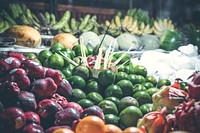 Fresh fruits on the night market. Free public domain CC0 photo.