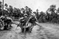 New Jersey Army National Guard combat medics pull simulated casualties to safety during a tactical trauma care course on Joint Base McGuire-Dix-Lakehurst, N.J., Sept. 28, 2018.