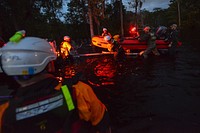 South Florida Urban Search and Rescue, Florida Task Force 2, out of Miami, Fla., conduct reconnaissance missions in Bucksport, South Carolina, Sept. 25, 2018, by GPS marking neighborhoods to identify areas and properties that are flooded, as a result of rising waters in the aftermath of Hurricane Florence.