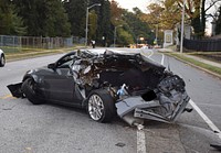 Baltimore, MD-School bus collision with a transit bus. Original public domain image from Flickr