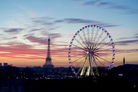 The Eiffel Tower and Ferris Wheel on the Place de la Concorde. Original public domain image from Flickr